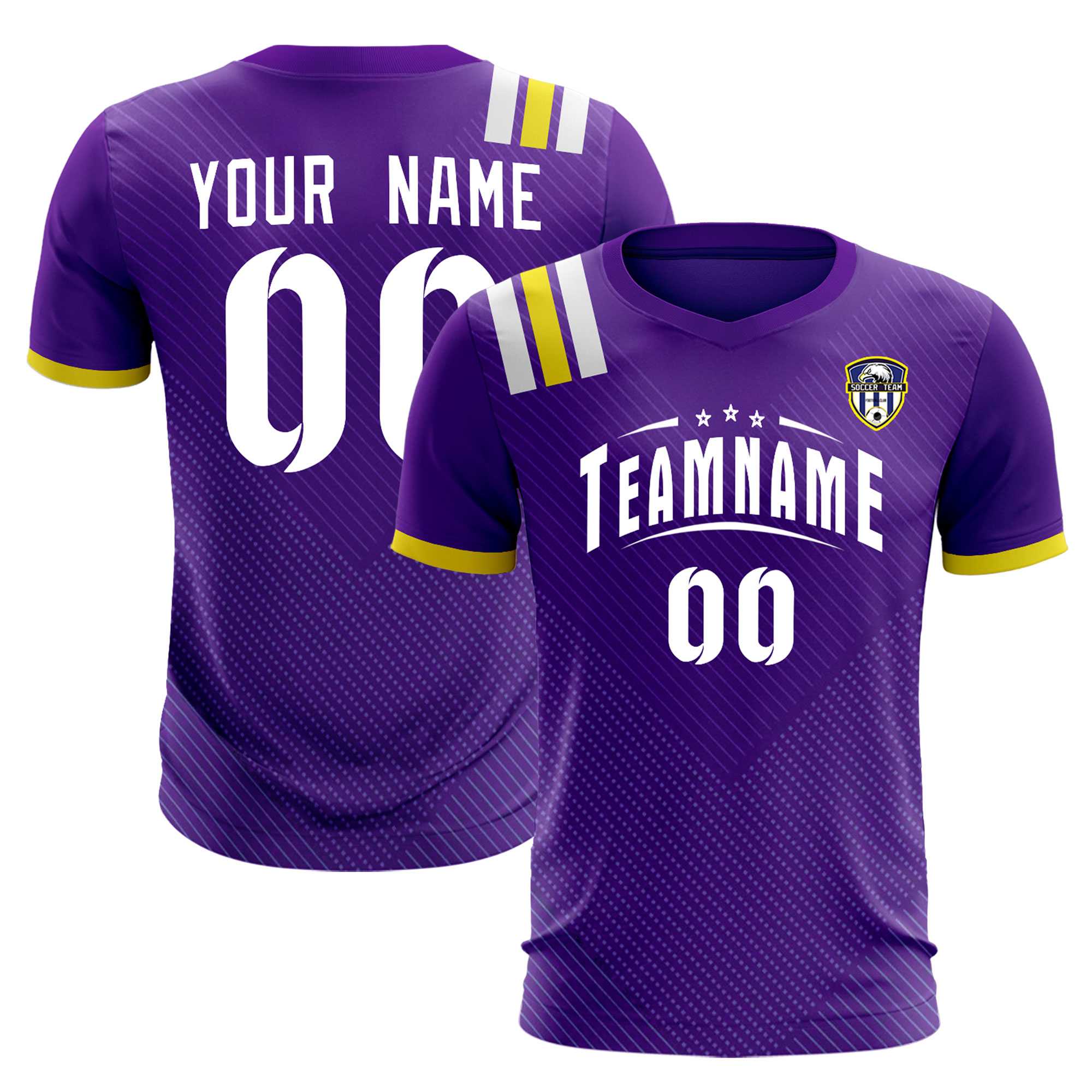 Custom Purple Striped Sportswear Football Kit Jersey For Adults