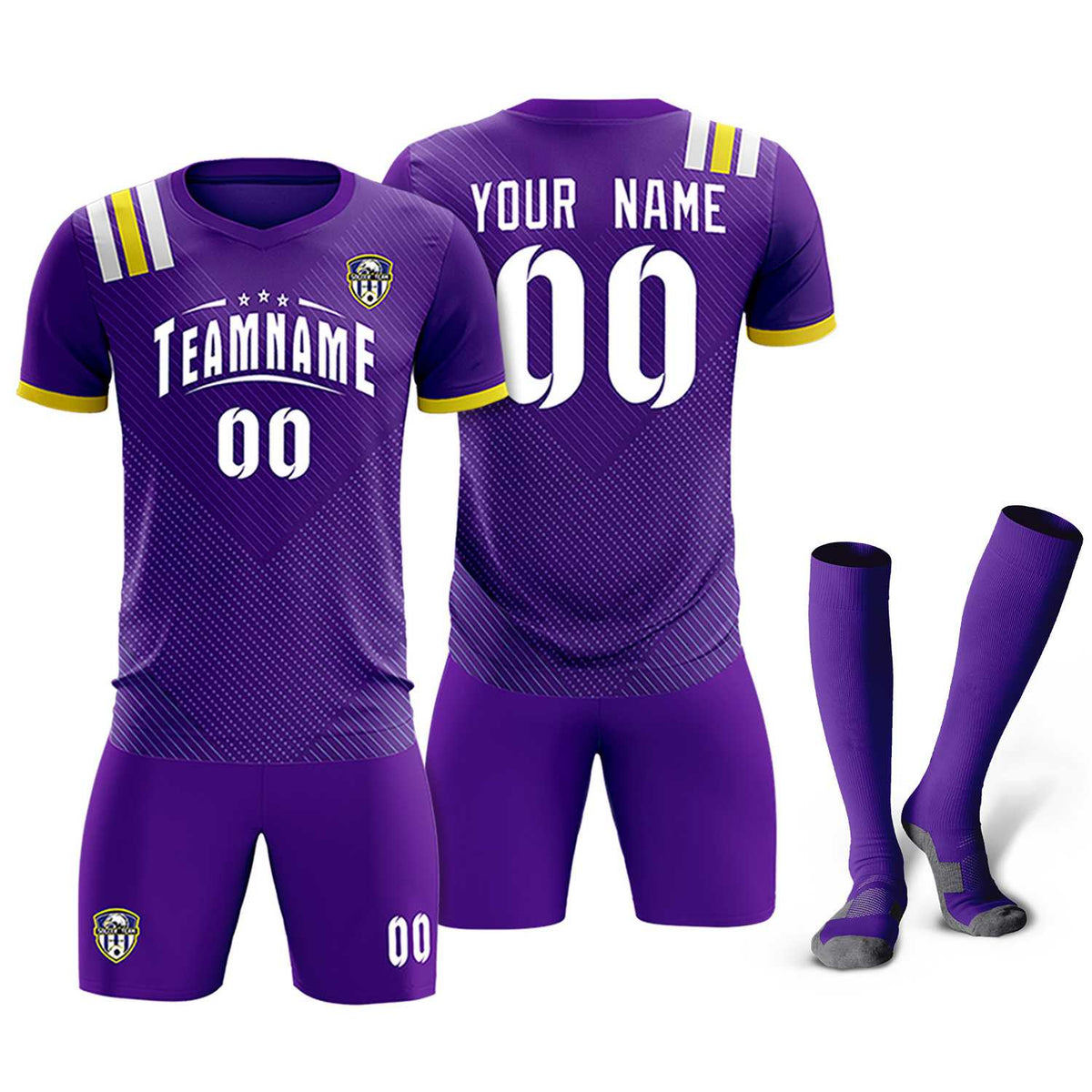 Custom Purple Striped Sportswear Football Kit Jersey For Adults