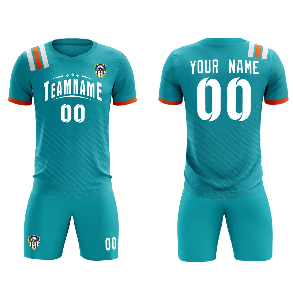 Custom Aqua Striped Sportswear Football Kit Jersey For Adults