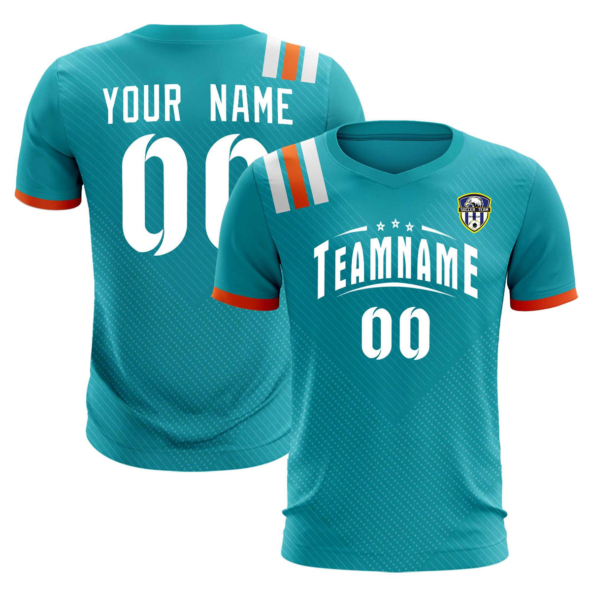 Custom Aqua Striped Sportswear Football Kit Jersey For Adults