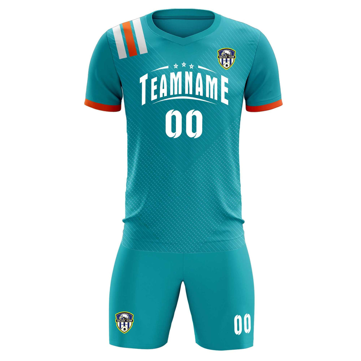 Custom Aqua Striped Sportswear Football Kit Jersey For Adults