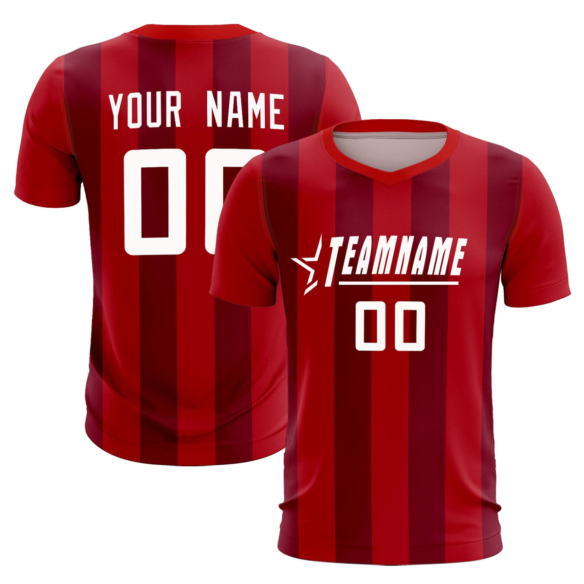 Custom Red Crimson Vertical Stripes Casual Outdoor Football Sets Jersey