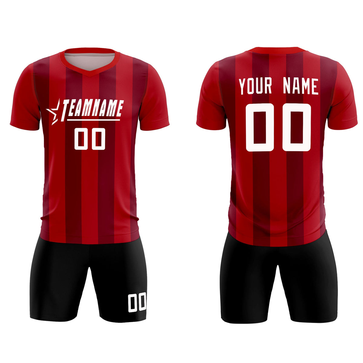 Custom Red Crimson Vertical Stripes Casual Outdoor Football Sets Jersey