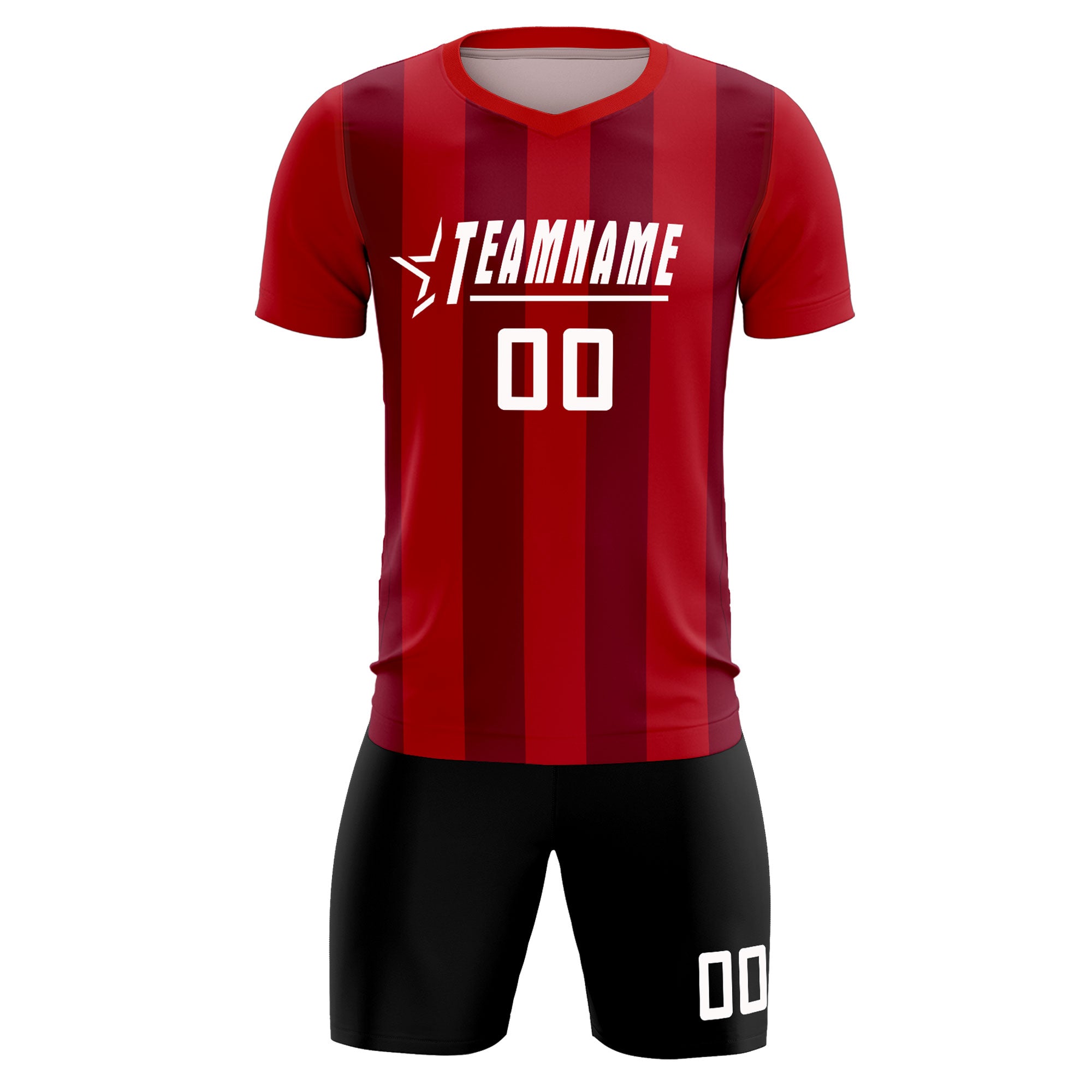Custom Red Crimson Vertical Stripes Casual Outdoor Football Sets Jersey