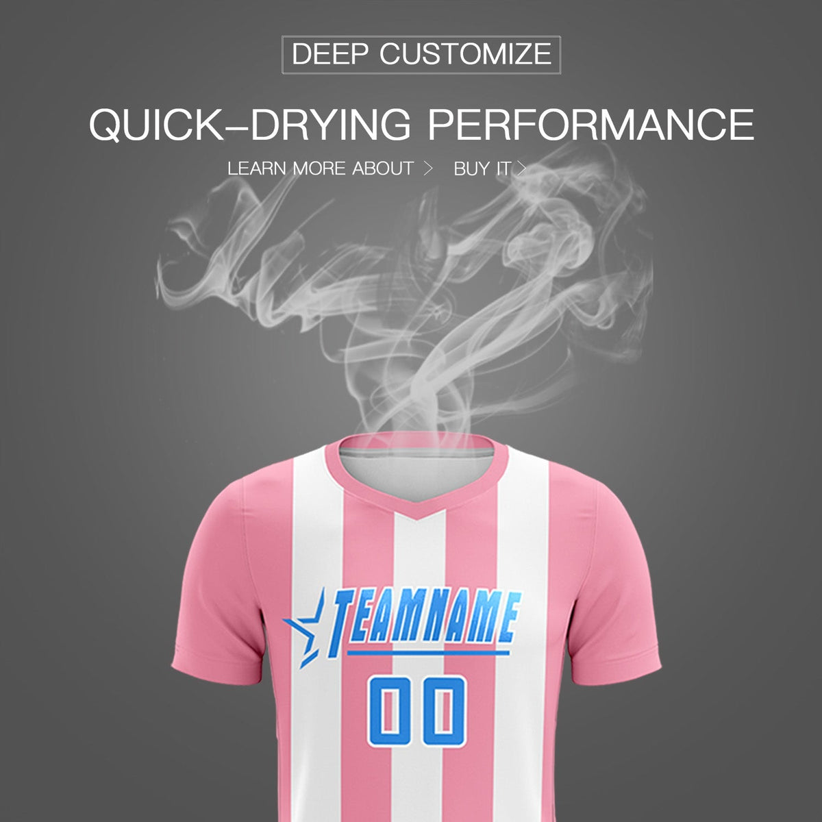 Custom White Light Pink Vertical Stripes Casual Outdoor Football Kits Jersey