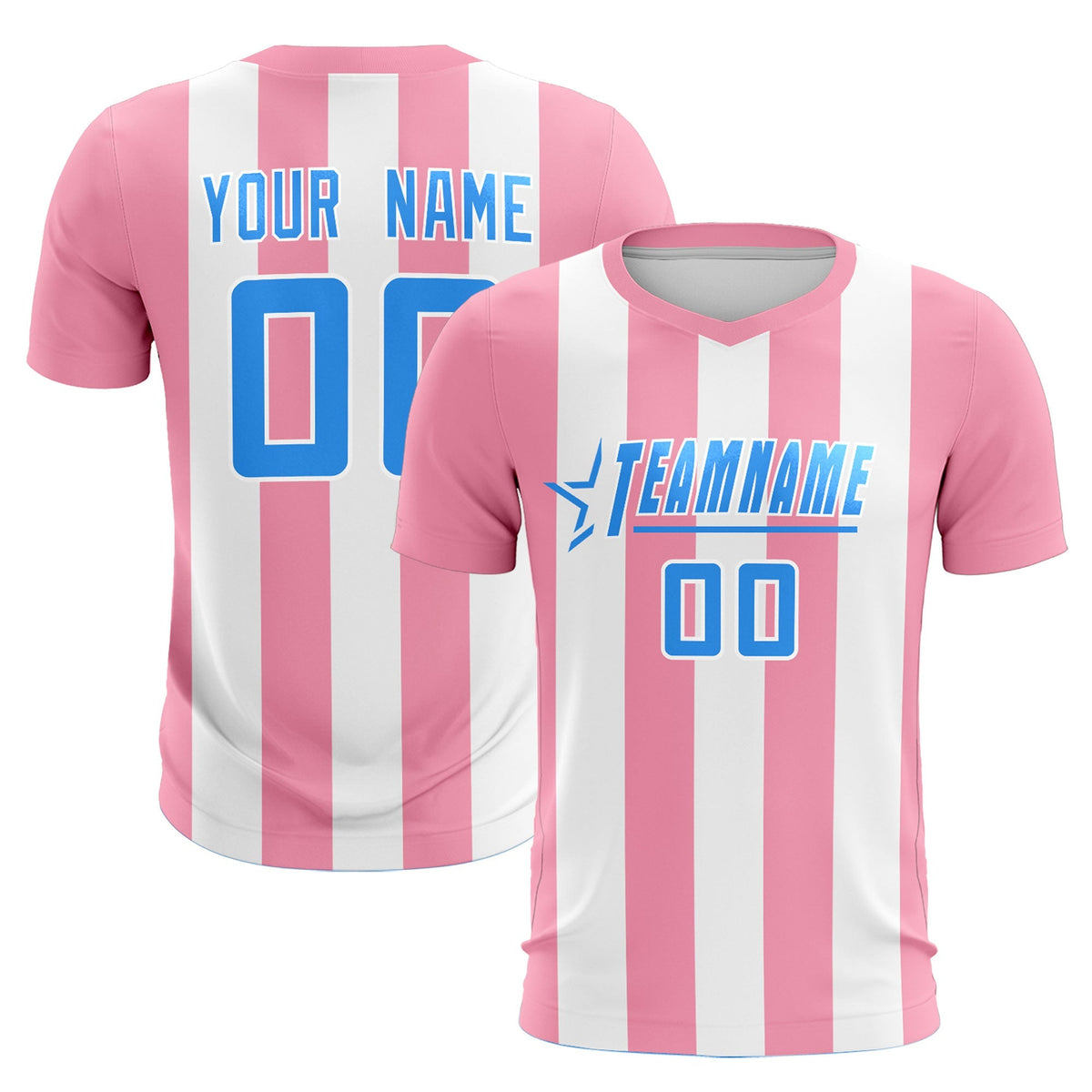 Custom White Light Pink Vertical Stripes Casual Outdoor Football Kits Jersey