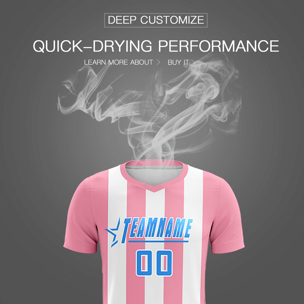 Custom White Light Pink Vertical Stripes Casual Outdoor Football Kits Jersey