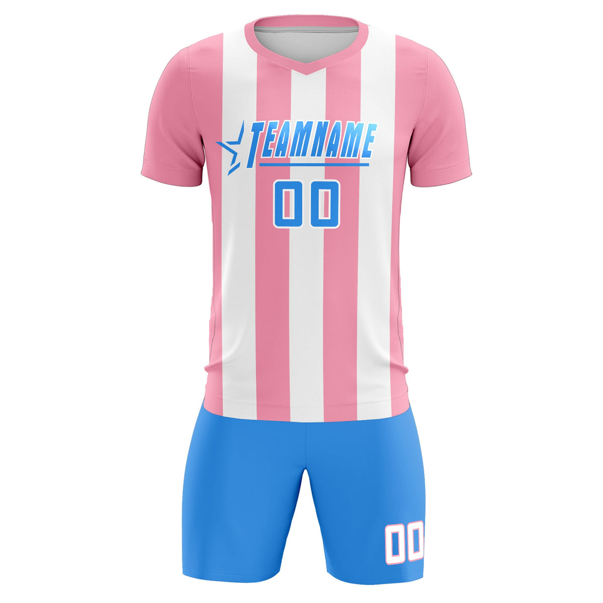 Custom White Light Pink Vertical Stripes Casual Outdoor Football Kits Jersey