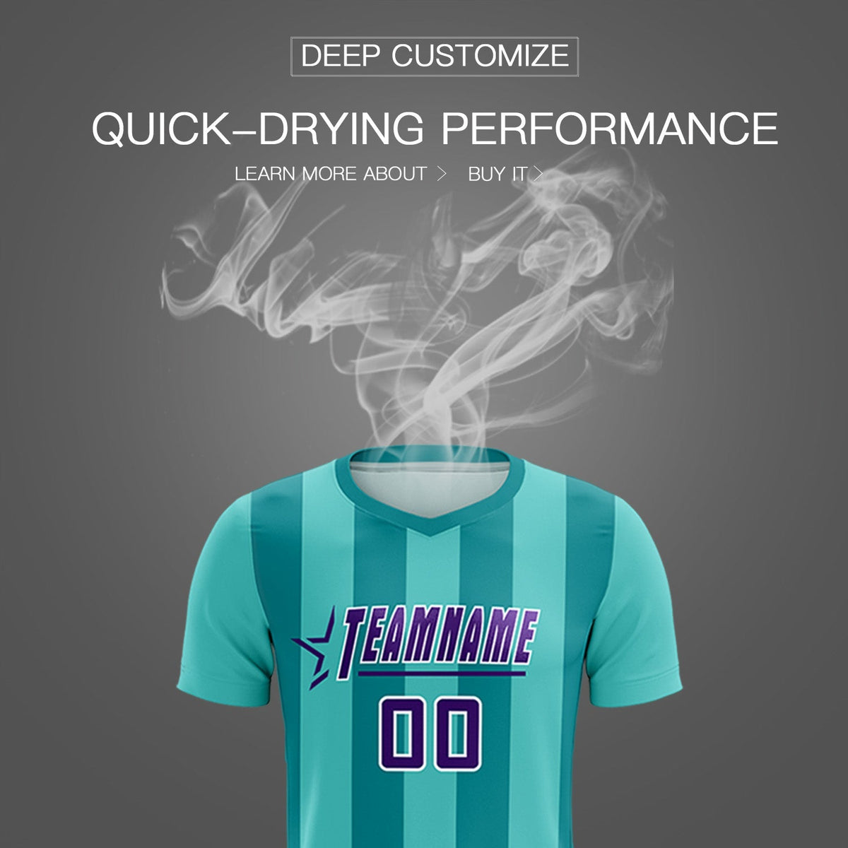 Custom Bright Green Aqua Vertical Stripes Casual Outdoor Football Kits Jersey