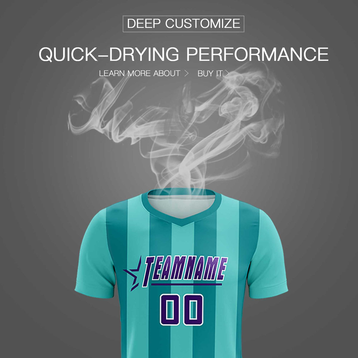 Custom Bright Green Aqua Vertical Stripes Casual Outdoor Football Kits Jersey