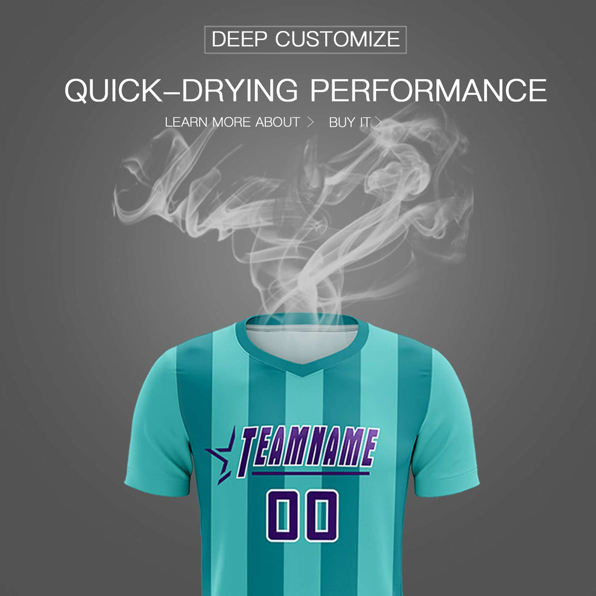 Custom Bright Green Aqua Vertical Stripes Casual Outdoor Football Kits Jersey