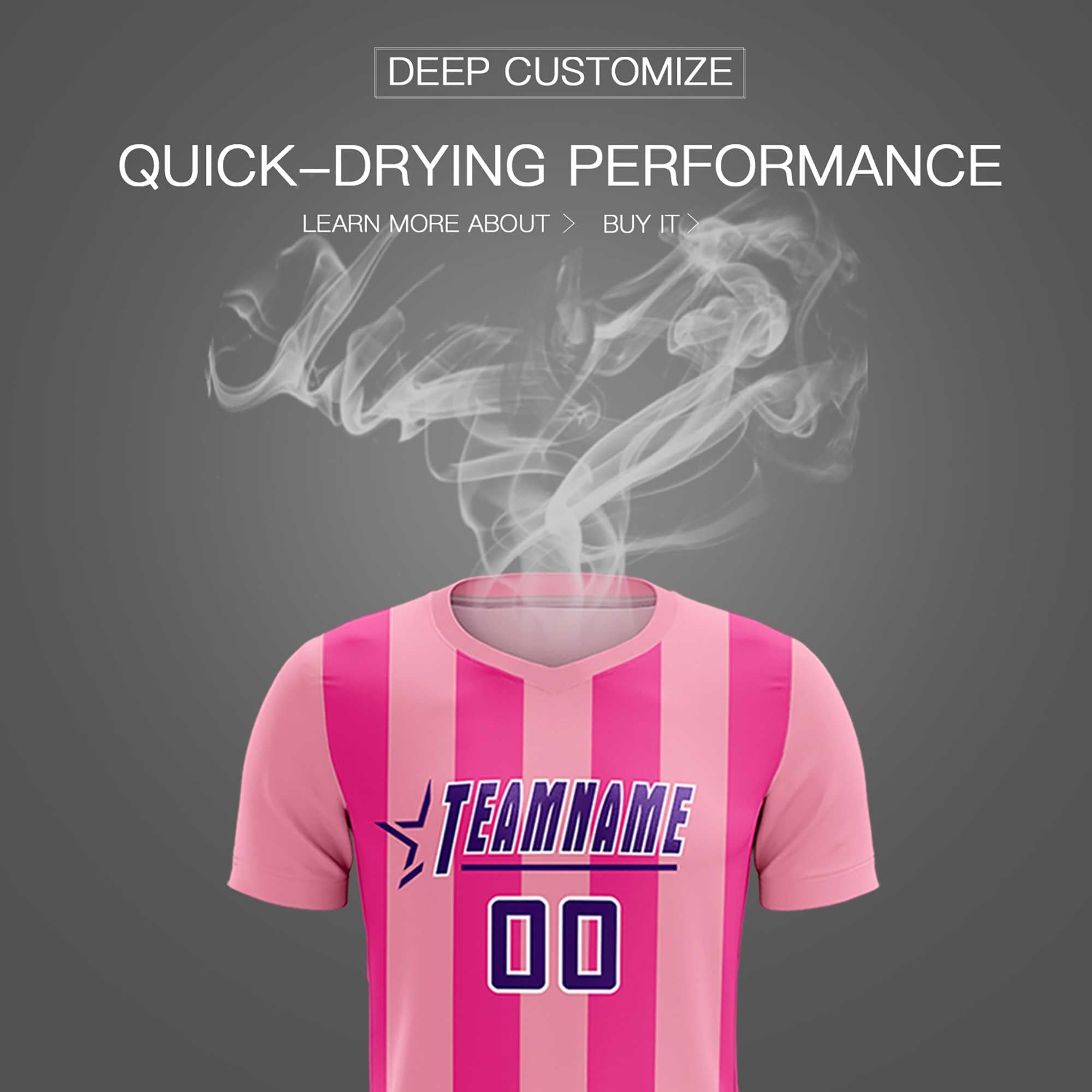 Custom Light Pink Pink Vertical Stripes Casual Outdoor Football Kits Jersey