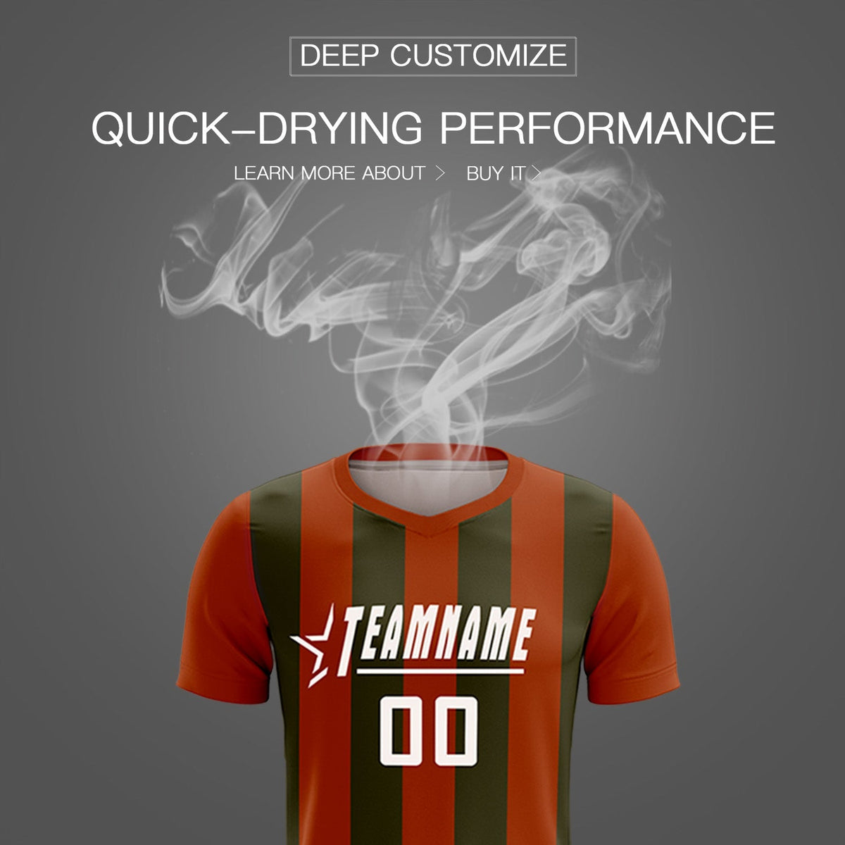 Custom Texas Orange Olive Vertical Stripes Casual Outdoor Football Kits Jersey