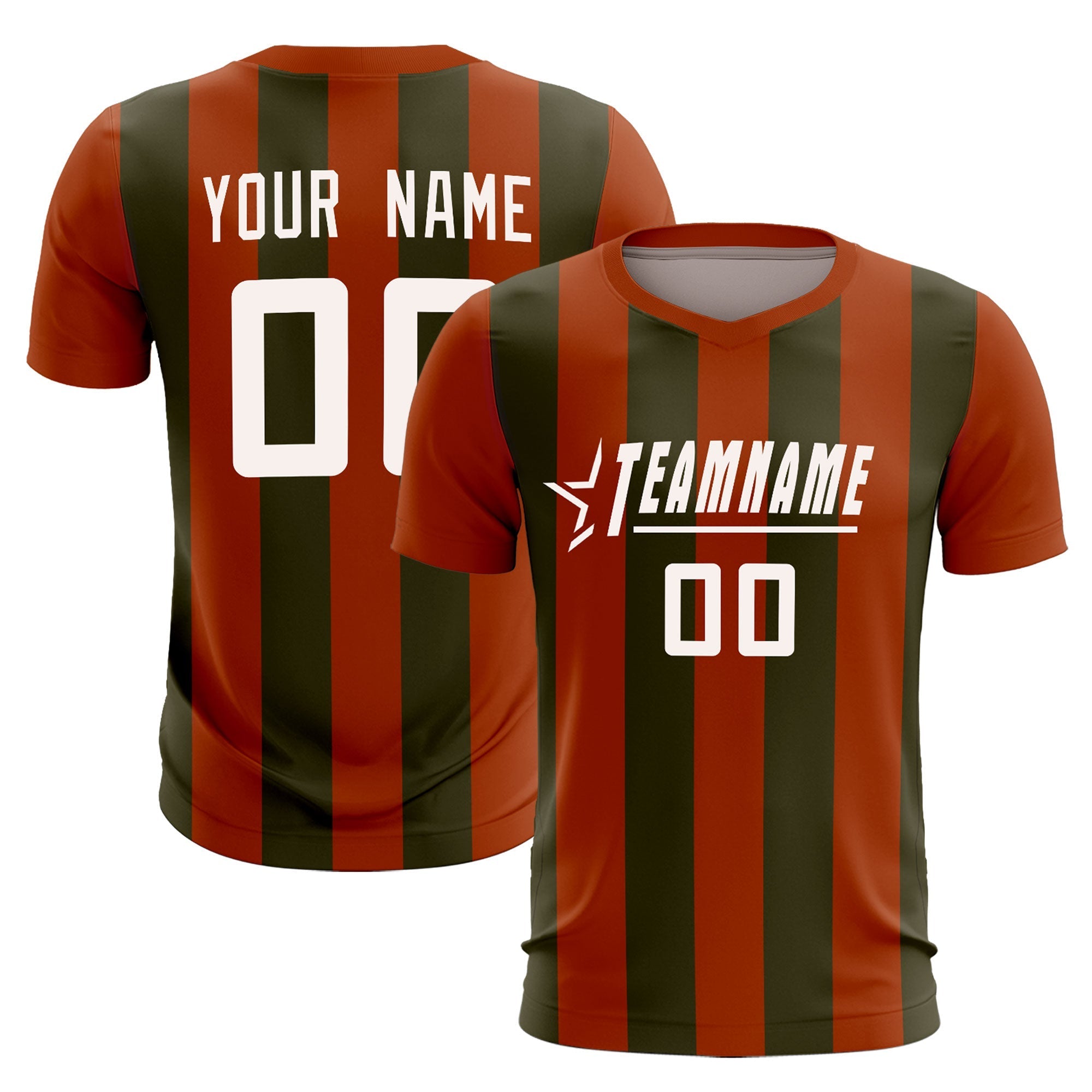 Custom Texas Orange Olive Vertical Stripes Casual Outdoor Football Kits Jersey