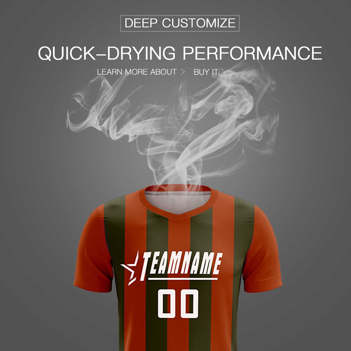 Custom Texas Orange Olive Vertical Stripes Casual Outdoor Football Kits Jersey