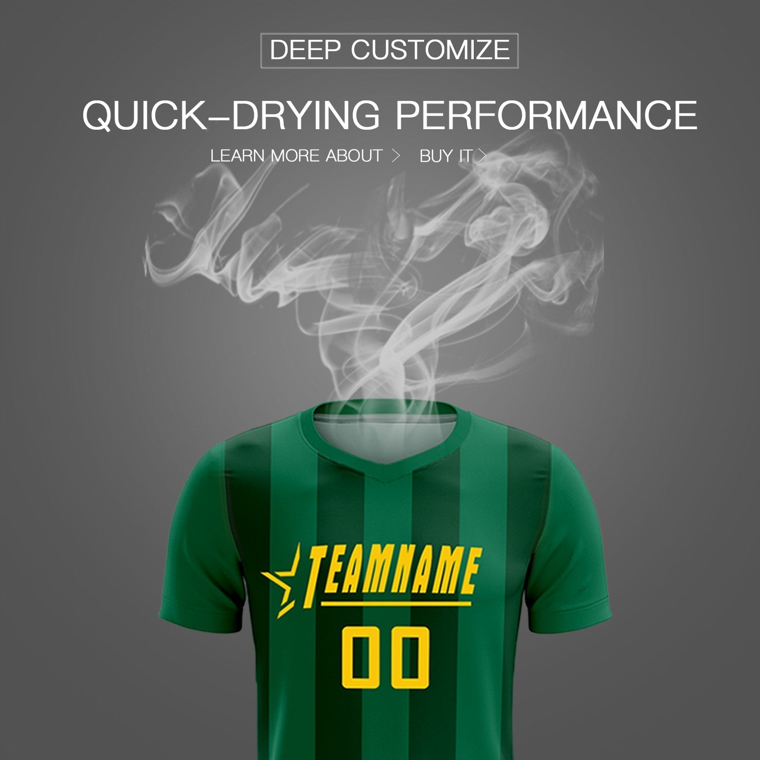 Custom Kelly Green Green Vertical Stripes Casual Outdoor Football Kits Jersey