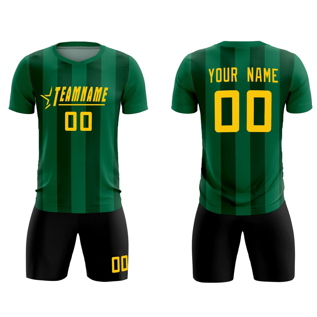 Custom Kelly Green Green Vertical Stripes Casual Outdoor Football Kits Jersey
