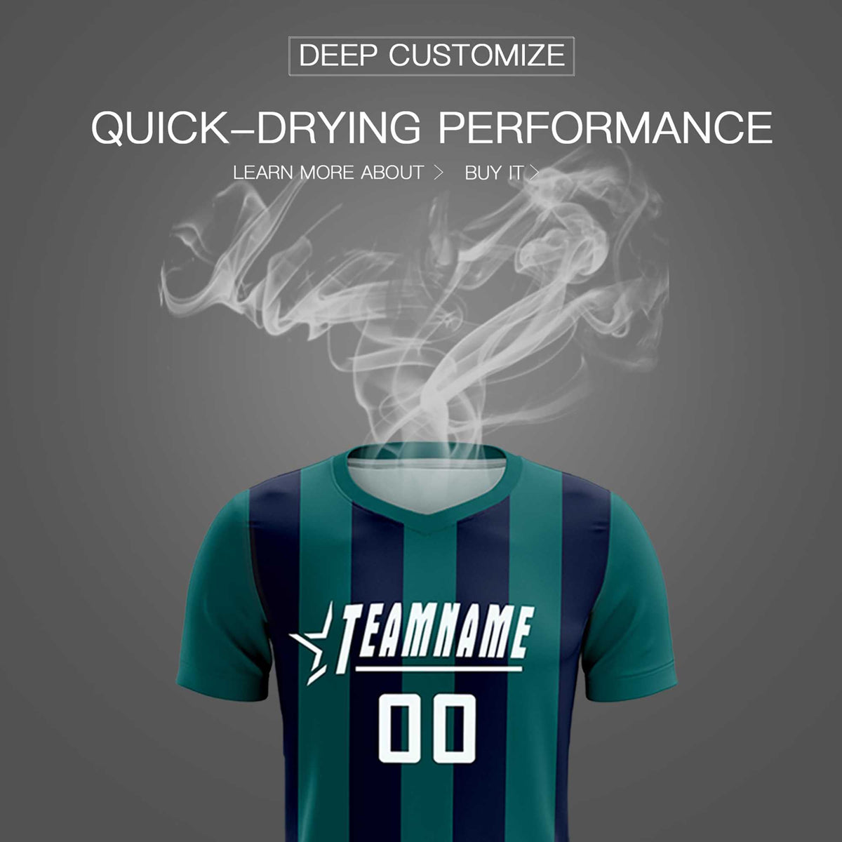 Custom Aqua Navy Vertical Stripes Casual Outdoor Football Kits Jersey
