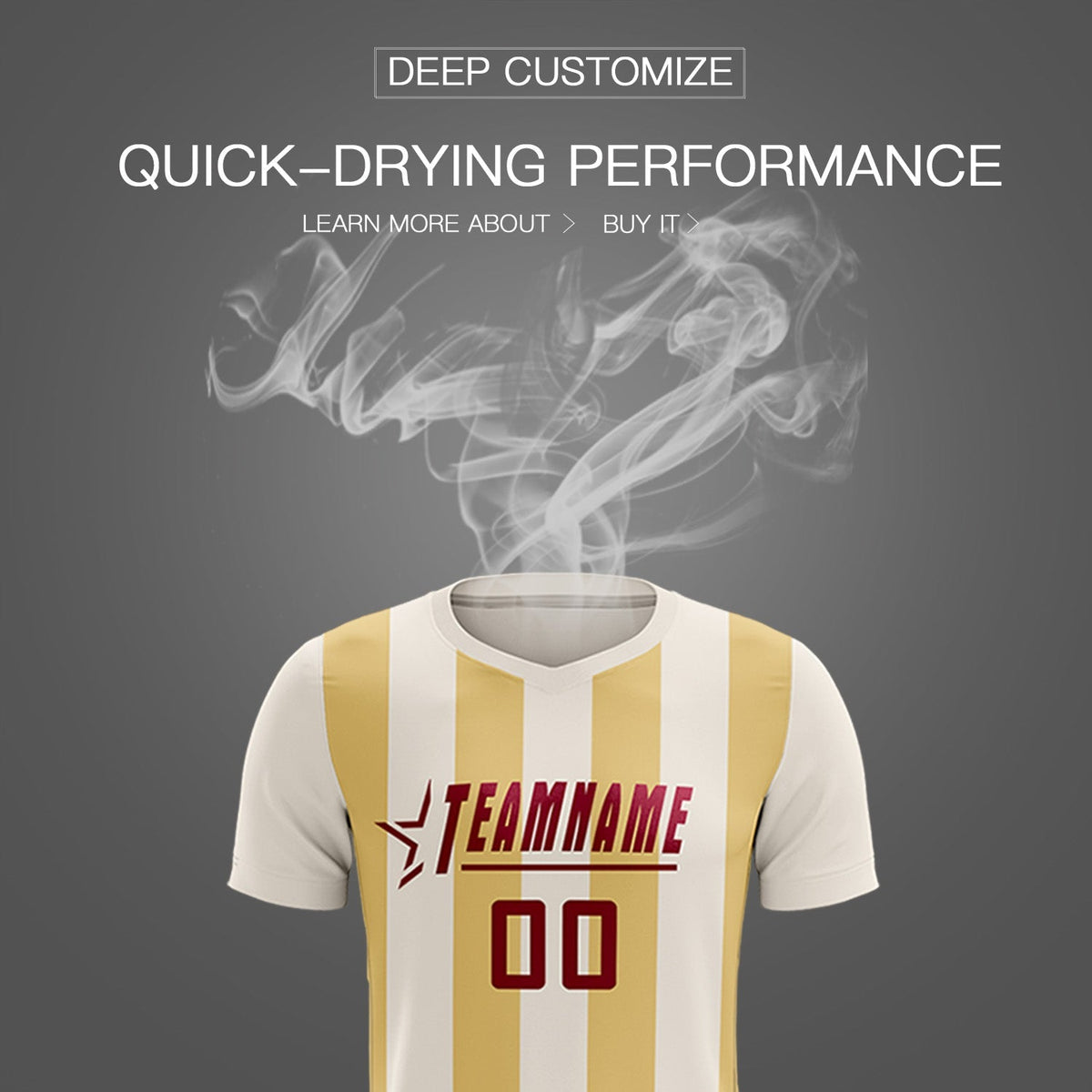 Custom Cream Khaki Vertical Stripes Casual Outdoor Football Kits Jersey