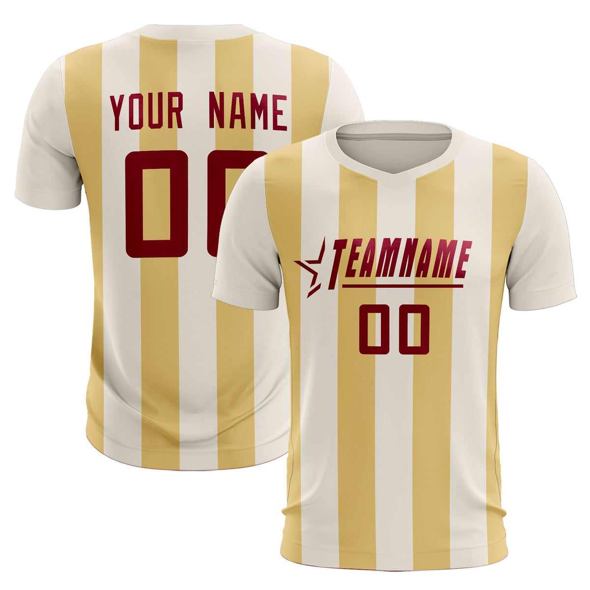 Custom Cream Khaki Vertical Stripes Casual Outdoor Football Kits Jersey