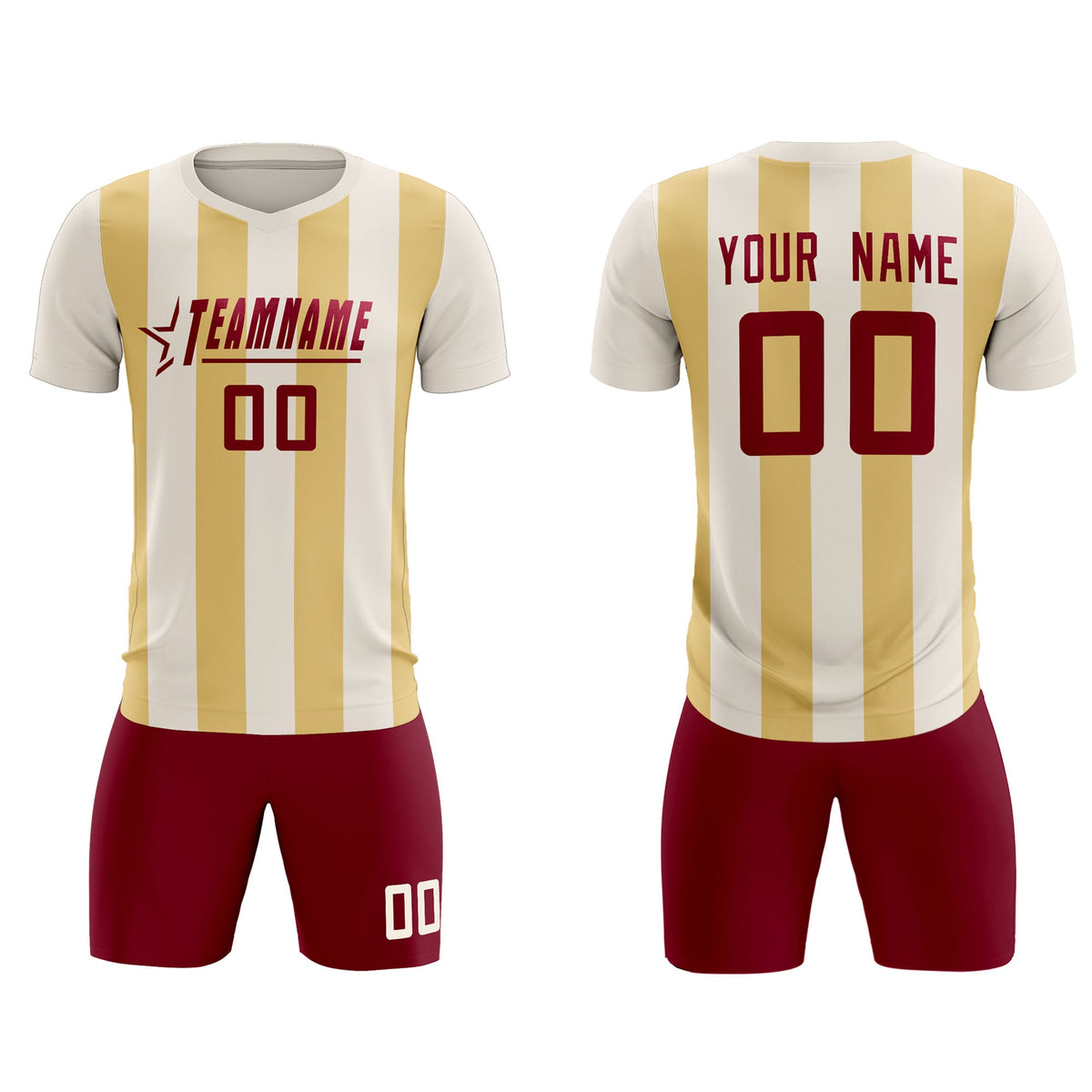 Custom Cream Khaki Vertical Stripes Casual Outdoor Football Kits Jersey