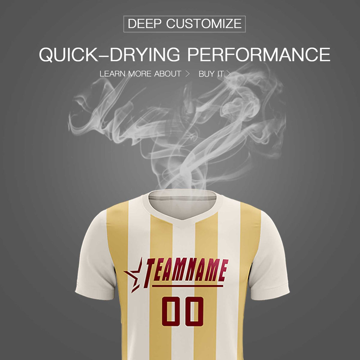 Custom Cream Khaki Vertical Stripes Casual Outdoor Football Kits Jersey