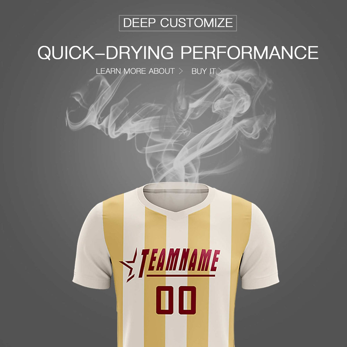 Custom Cream Khaki Vertical Stripes Casual Outdoor Football Kits Jersey