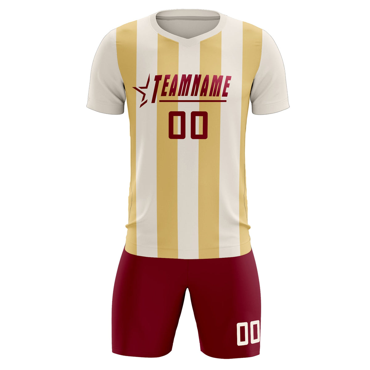 Custom Cream Khaki Vertical Stripes Casual Outdoor Football Kits Jersey