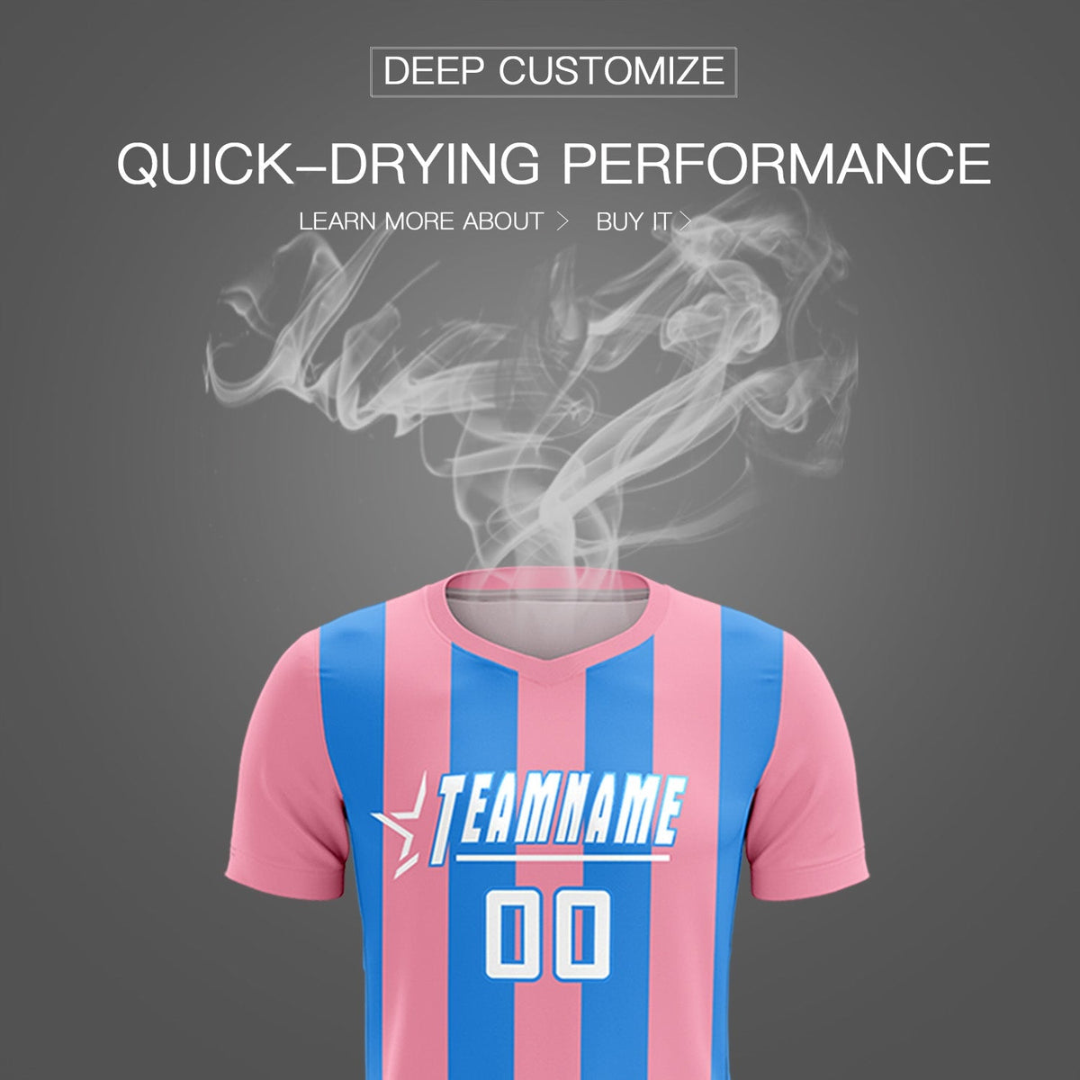 Custom Light Pink Powder Blue Vertical Stripes Casual Outdoor Football Kits Jersey