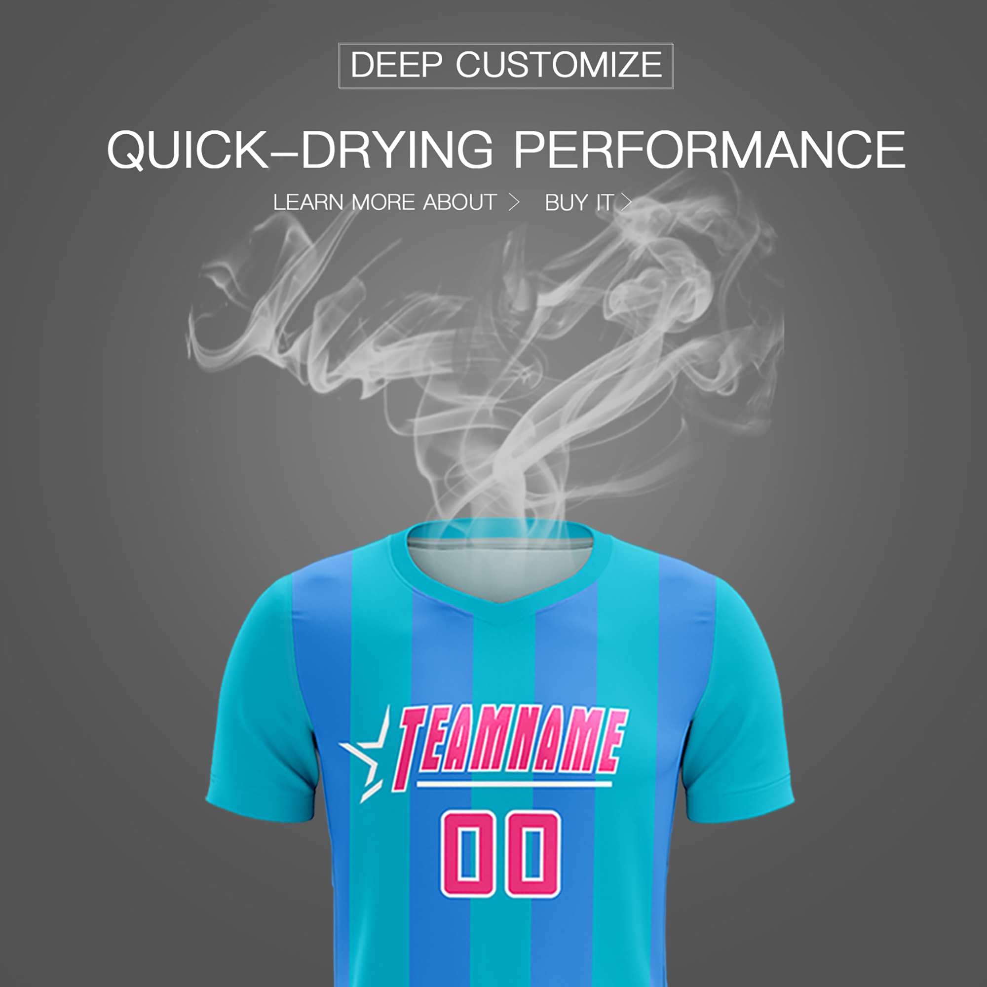 Custom Sky Blue Powder Blue Vertical Stripes Casual Outdoor Football Kits Jersey