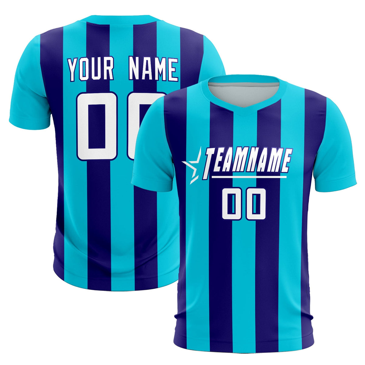 Custom Sky Blue Royal Vertical Stripes Casual Outdoor Football Kits Jersey