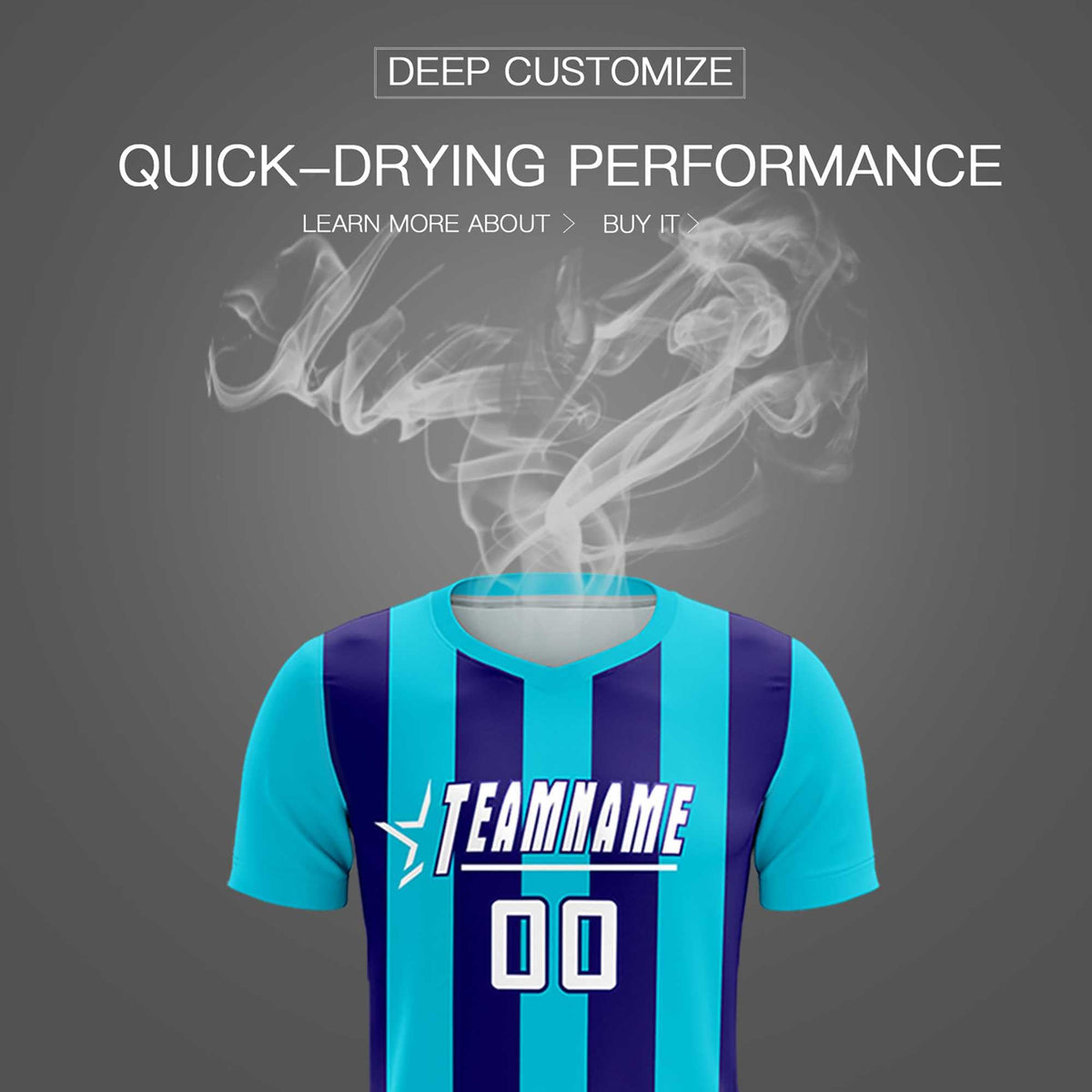 Custom Sky Blue Royal Vertical Stripes Casual Outdoor Football Kits Jersey