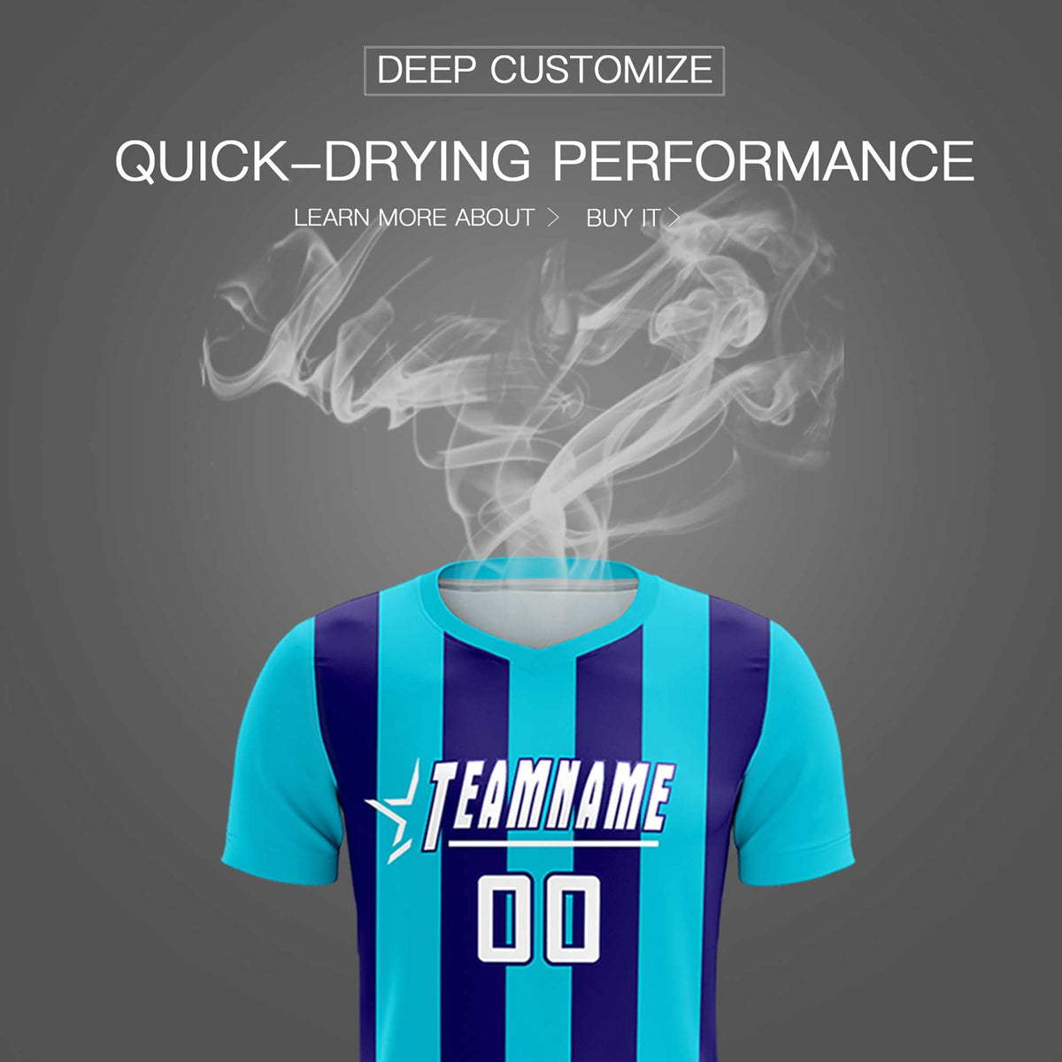 Custom Sky Blue Royal Vertical Stripes Casual Outdoor Football Kits Jersey