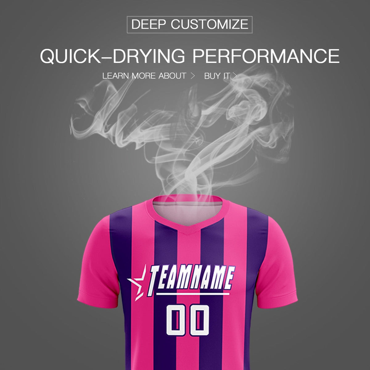 Custom Pink Purple Vertical Stripes Casual Outdoor Football Kits Jersey