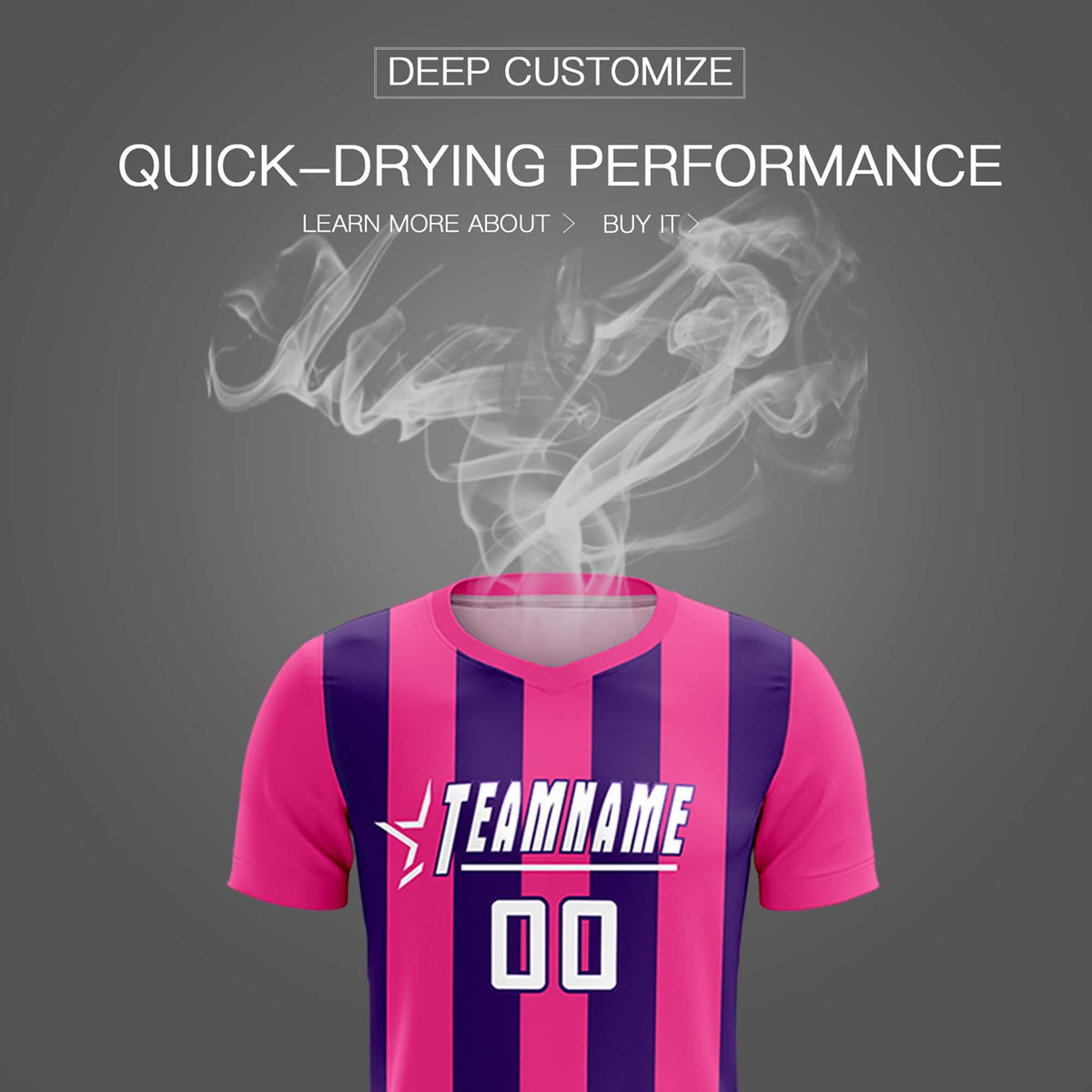 Custom Pink Purple Vertical Stripes Casual Outdoor Football Kits Jersey