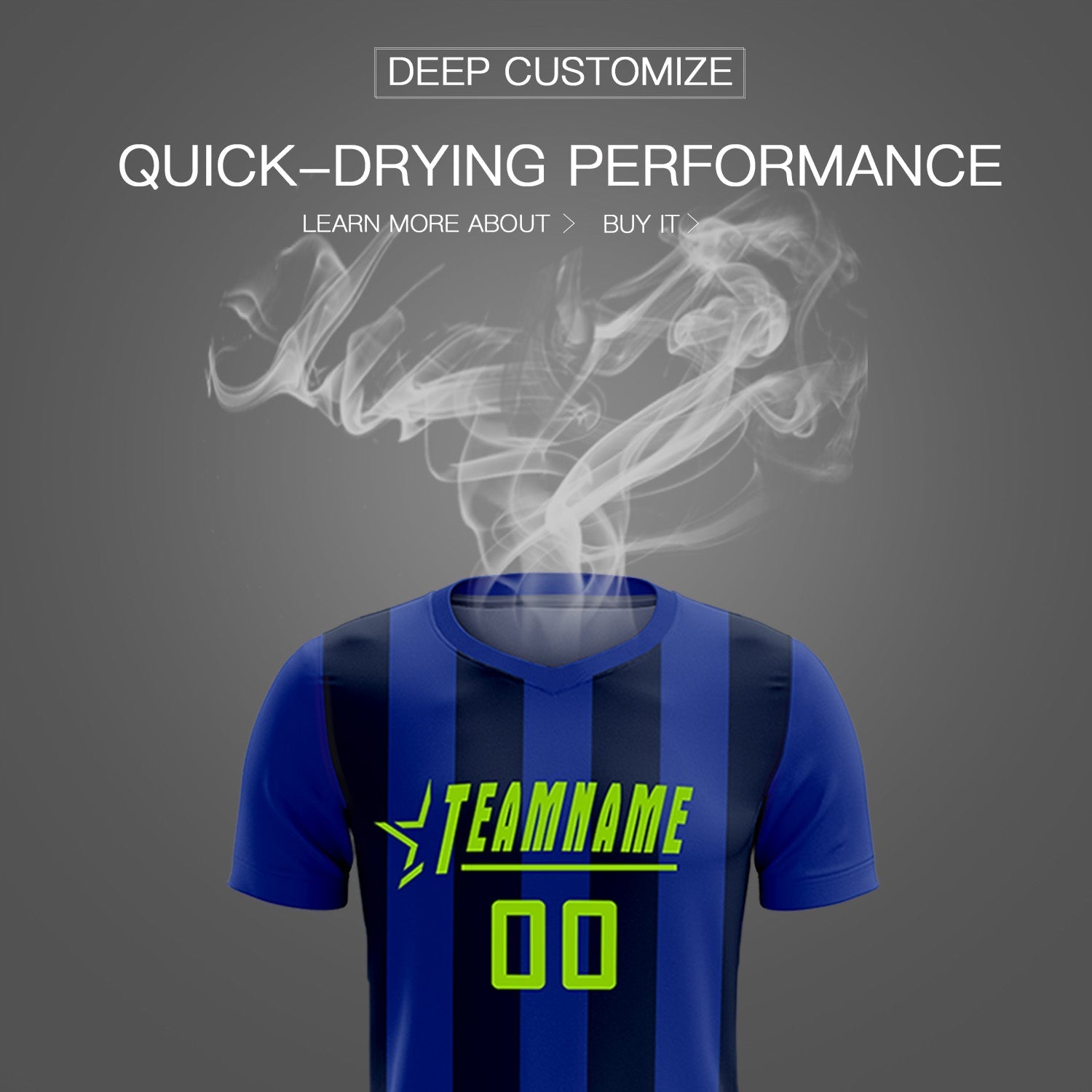 Custom Royal Navy Vertical Stripes Casual Outdoor Football Kits Jersey