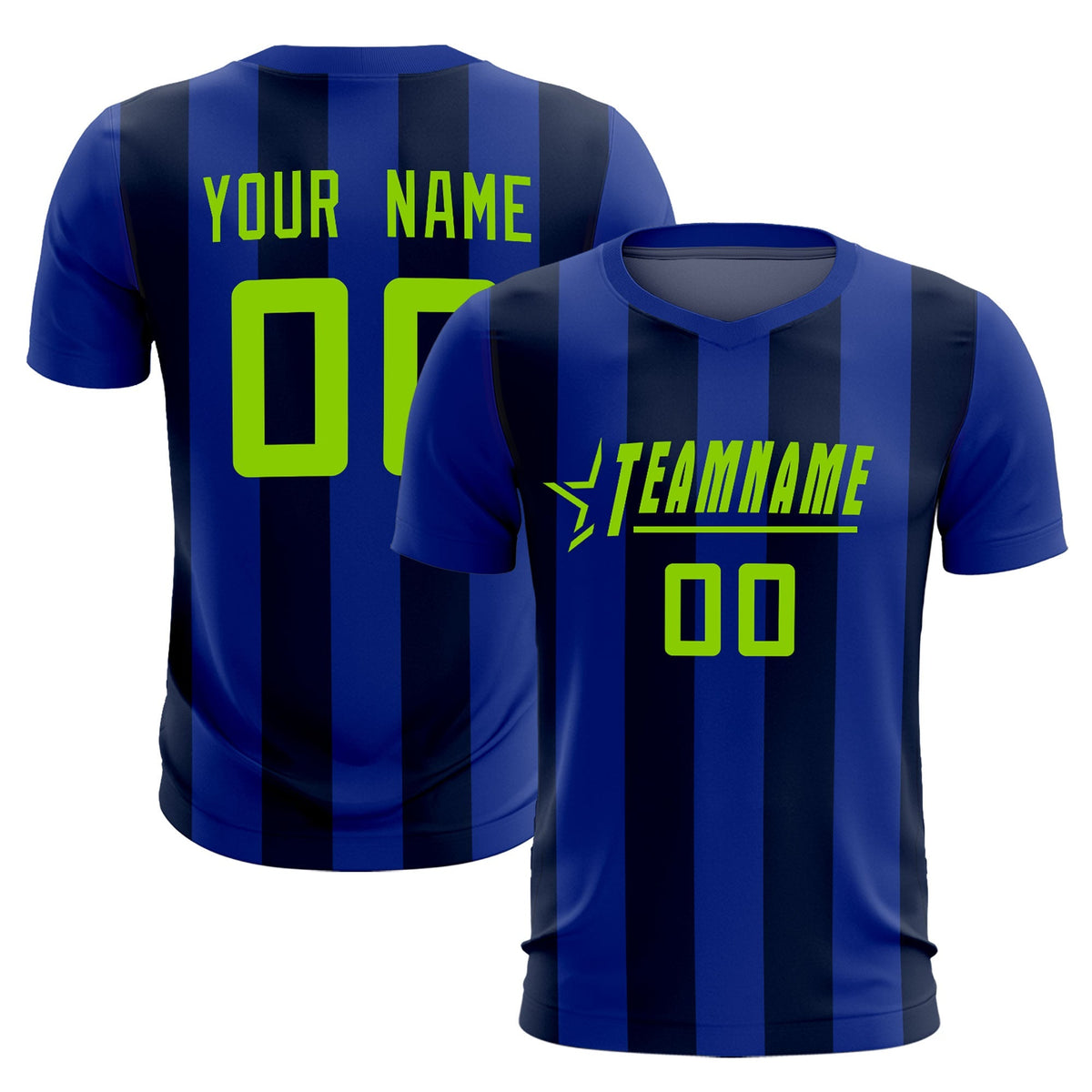 Custom Royal Navy Vertical Stripes Casual Outdoor Football Kits Jersey