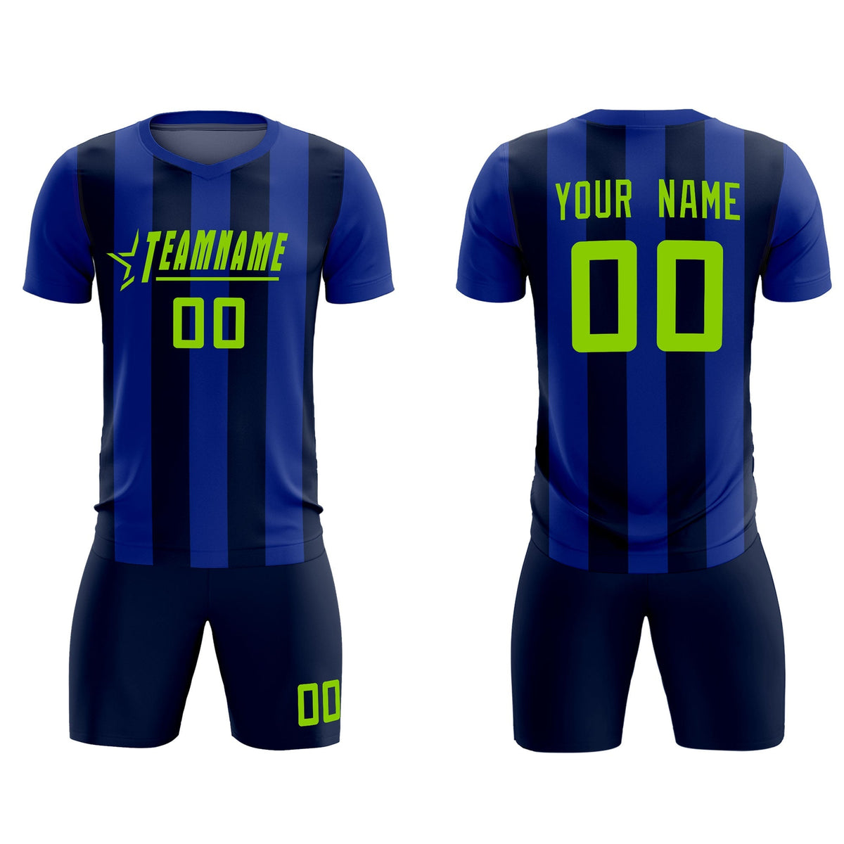Custom Royal Navy Vertical Stripes Casual Outdoor Football Kits Jersey