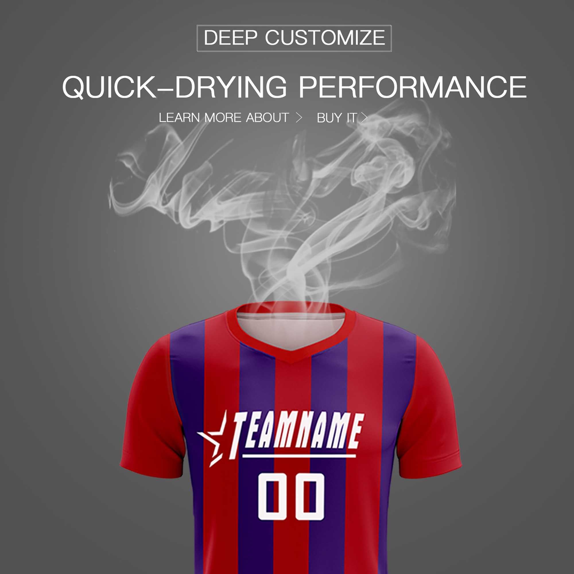 Custom Red Purple Vertical Stripes Casual Outdoor Football Kits Jersey