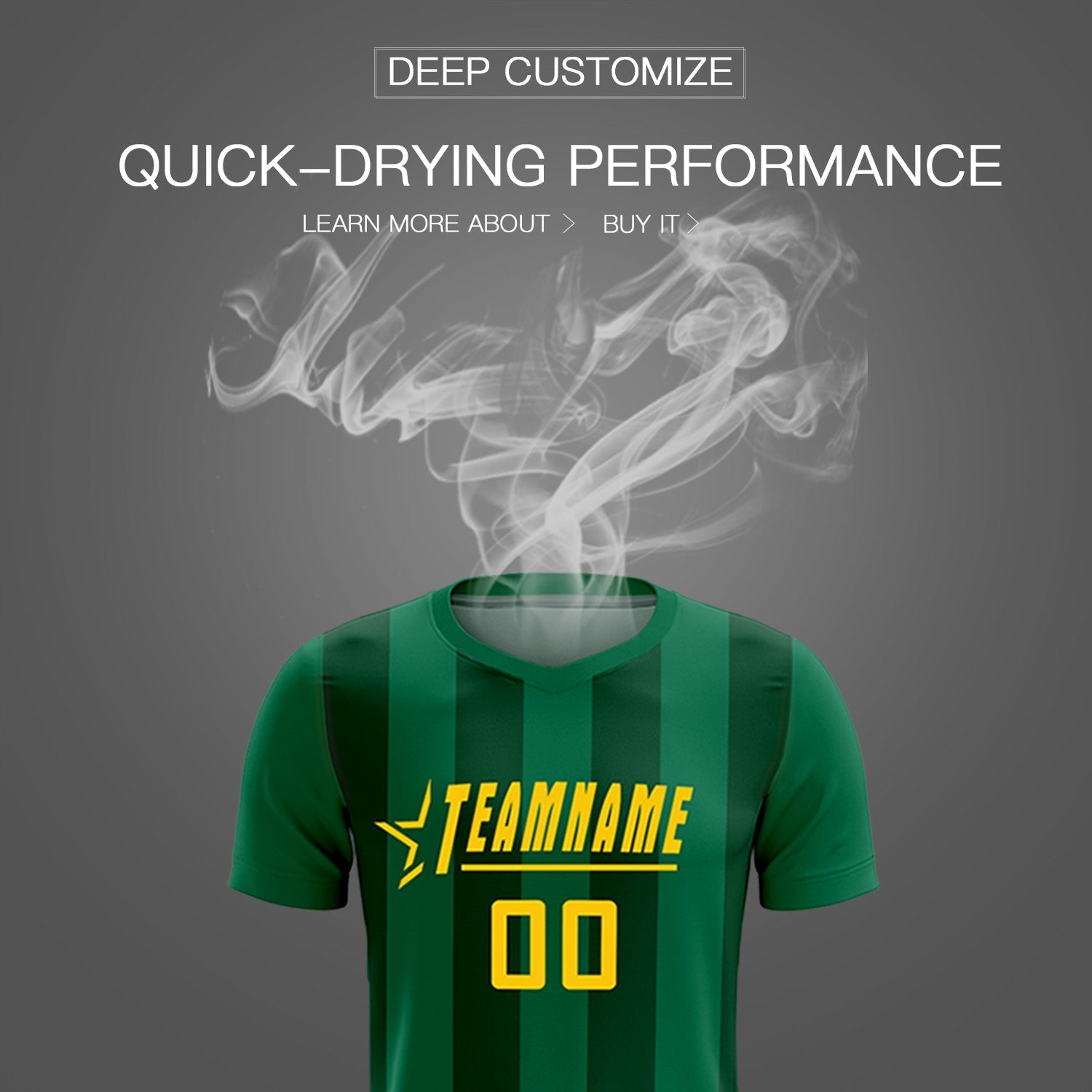 Custom Kelly Green Green Vertical Stripes Casual Outdoor Football Kits Jersey