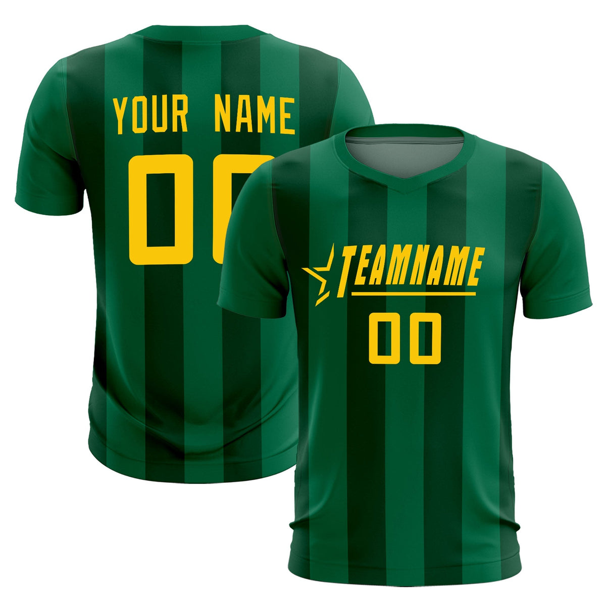 Custom Kelly Green Green Vertical Stripes Casual Outdoor Football Kits Jersey