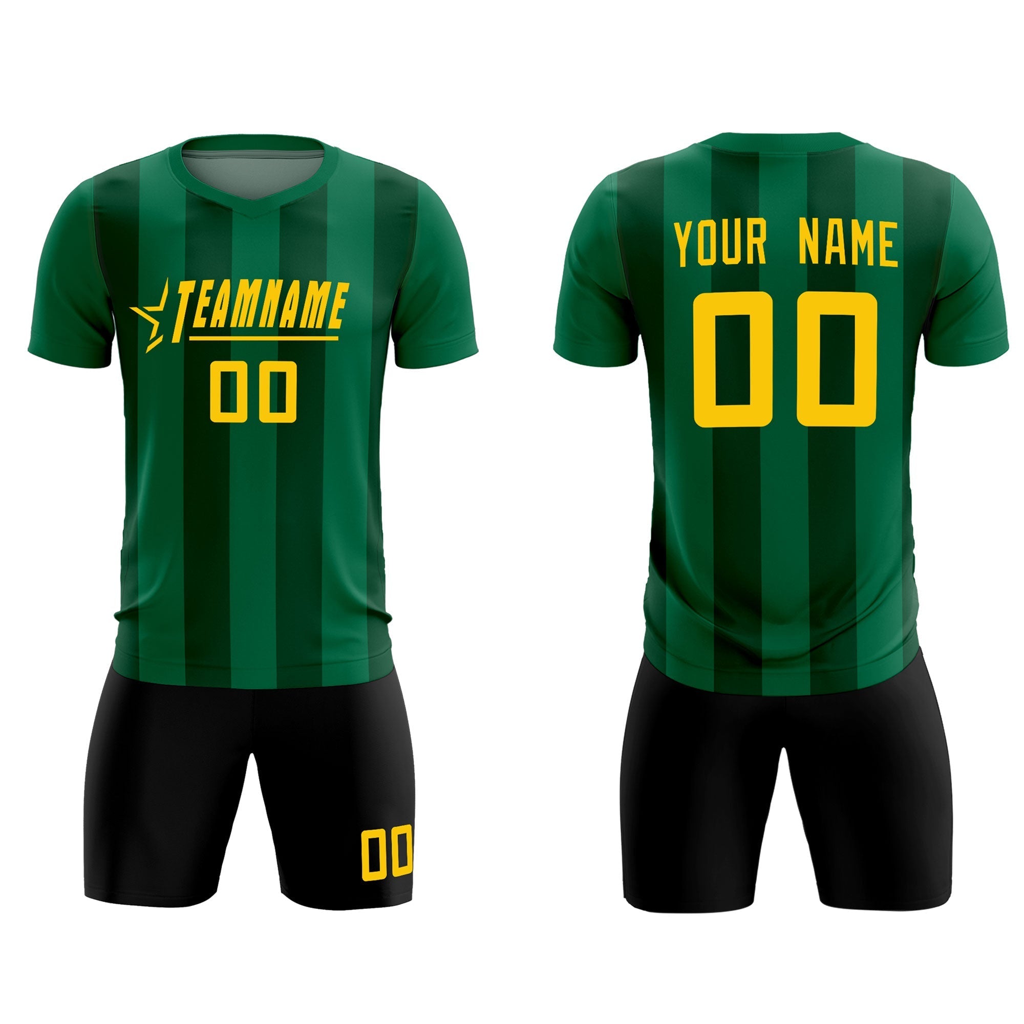 Custom Kelly Green Green Vertical Stripes Casual Outdoor Football Kits Jersey