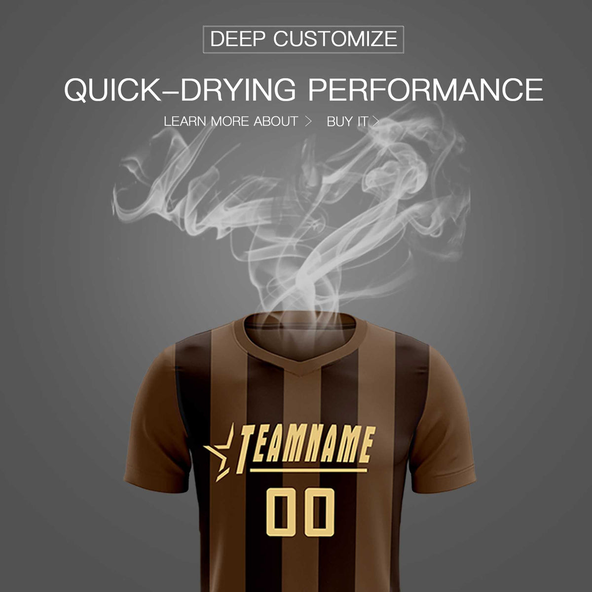 Custom Light Brown Brown Vertical Stripes Casual Outdoor Football Kits Jersey