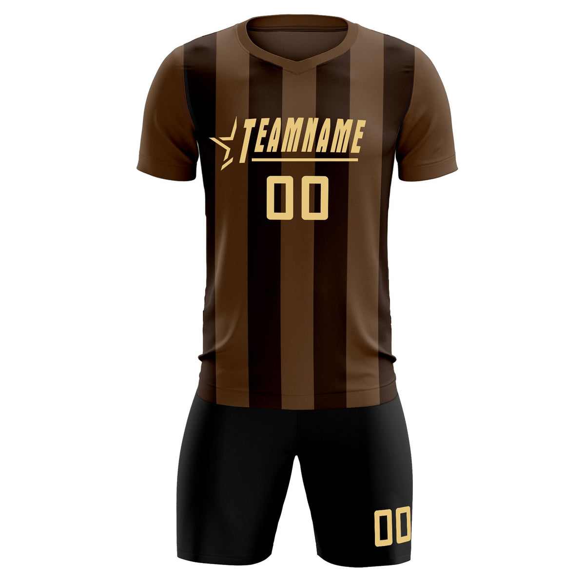 Custom Light Brown Brown Vertical Stripes Casual Outdoor Football Kits Jersey