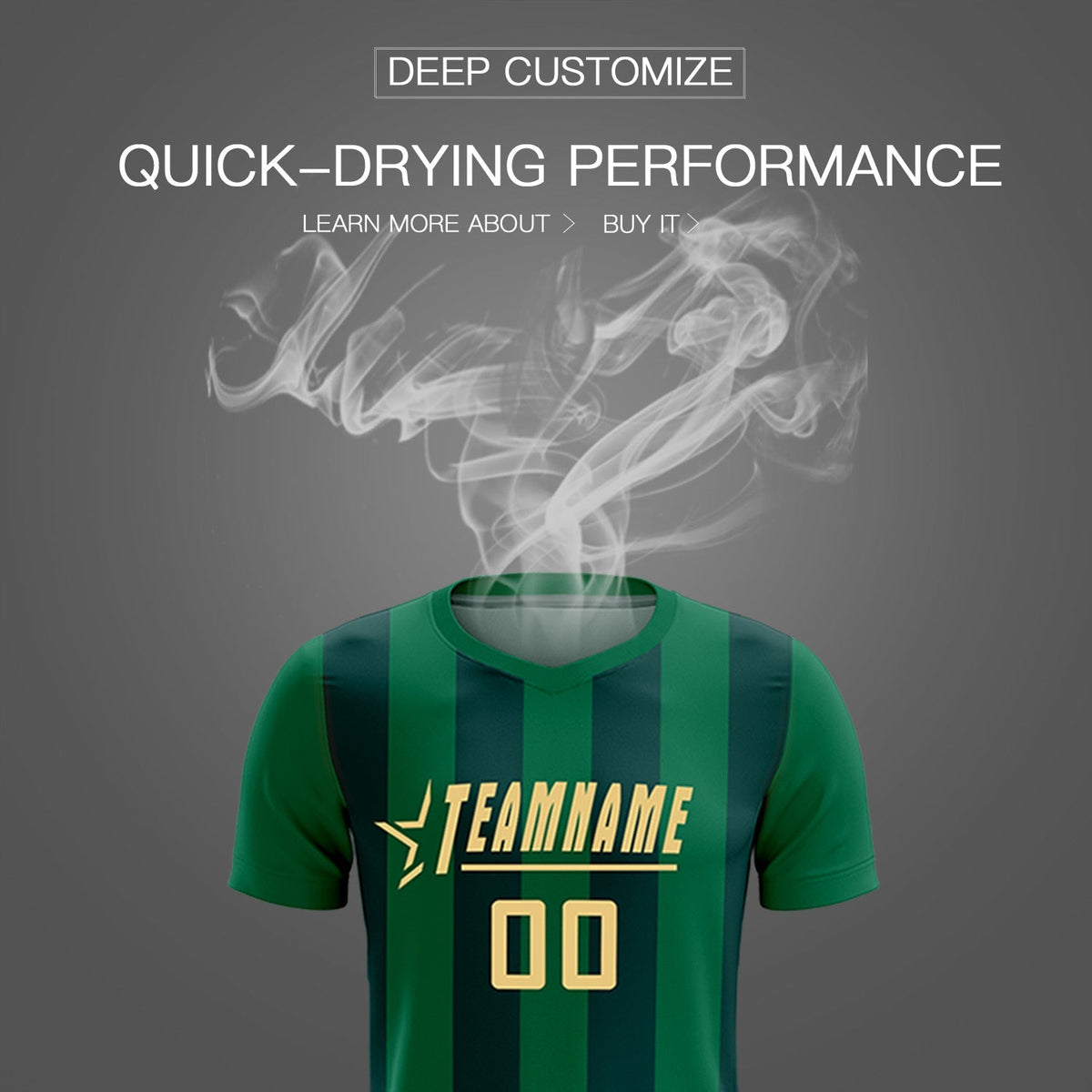 Custom Kelly Green Midnight Green Vertical Stripes Casual Outdoor Football Kits Jersey