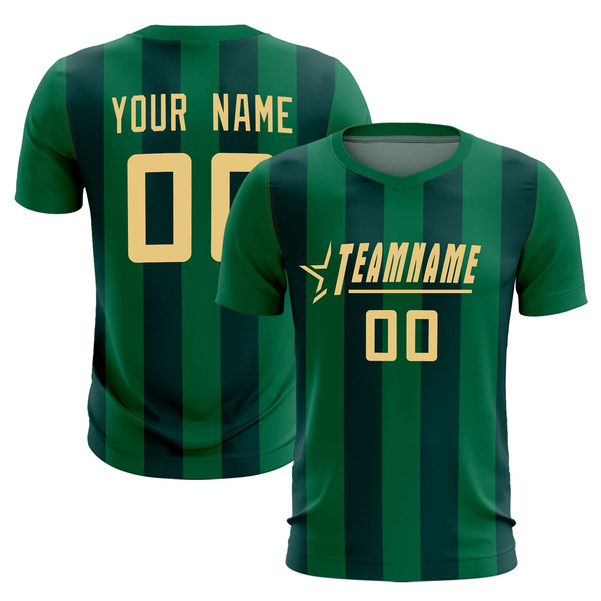 Custom Kelly Green Midnight Green Vertical Stripes Casual Outdoor Football Kits Jersey