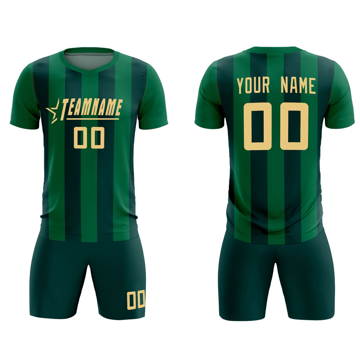 Custom Kelly Green Midnight Green Vertical Stripes Casual Outdoor Football Kits Jersey