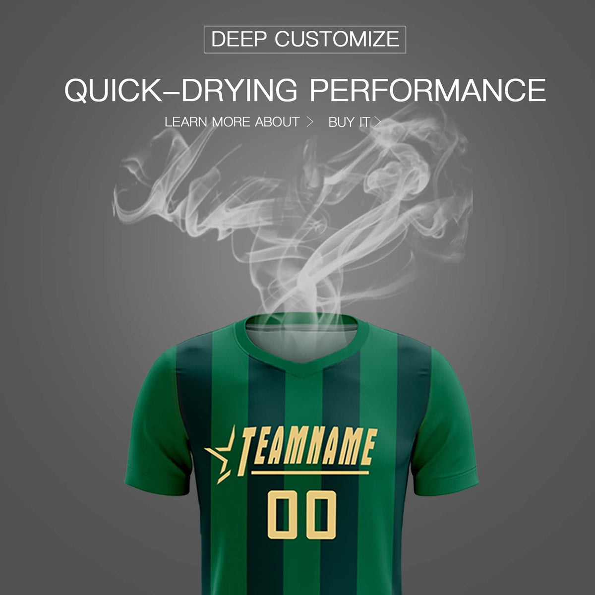 Custom Kelly Green Midnight Green Vertical Stripes Casual Outdoor Football Kits Jersey