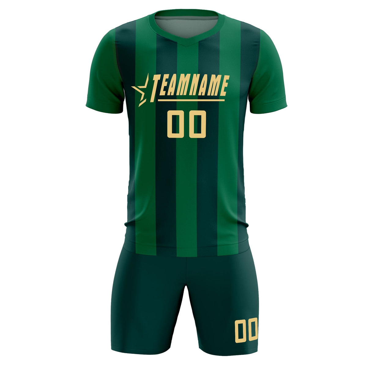 Custom Kelly Green Midnight Green Vertical Stripes Casual Outdoor Football Kits Jersey