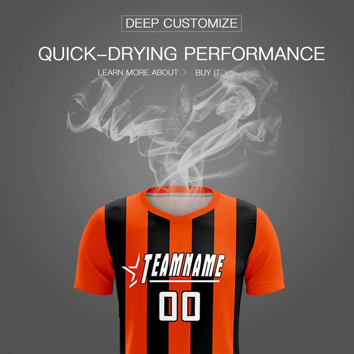 Custom Orange Black Vertical Stripes Casual Outdoor Football Kits Jersey